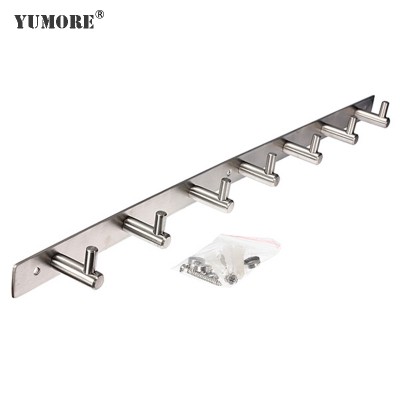 Large stainless steel clothes pegs 6 hook wall mounted coat rack